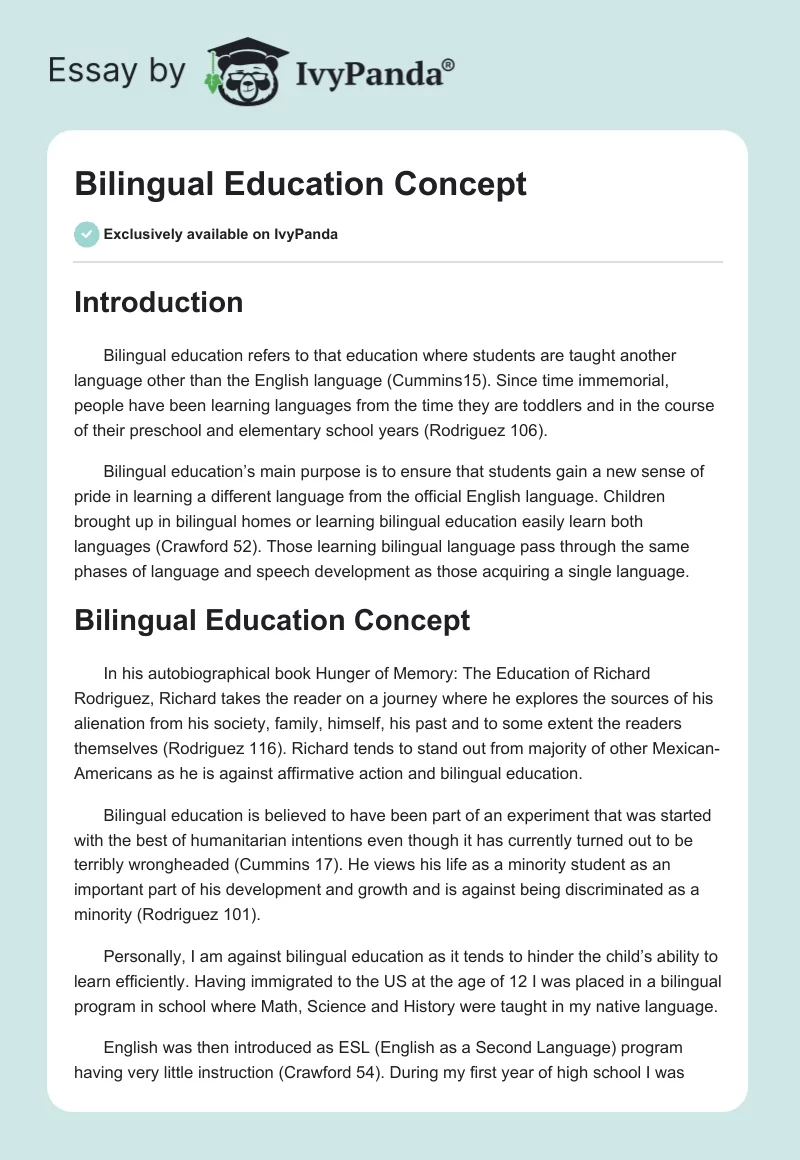 Bilingual Education Concept. Page 1