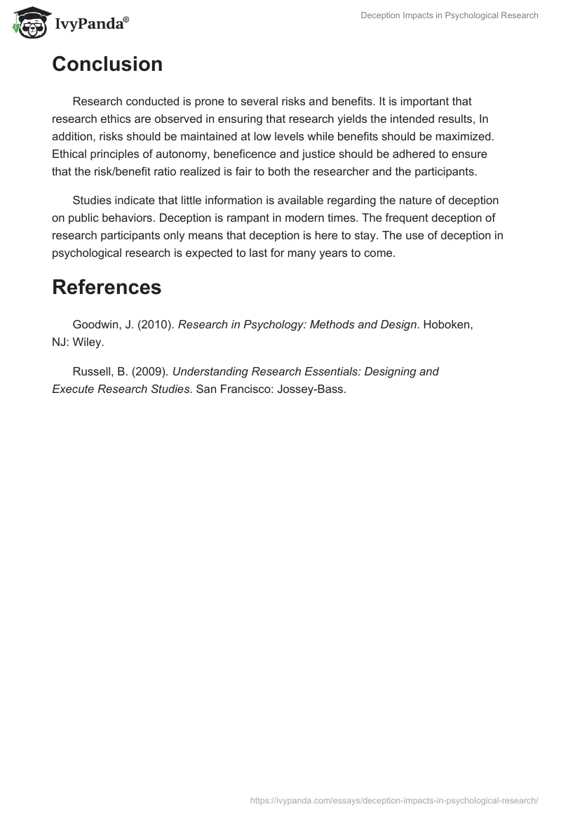 Deception Impacts in Psychological Research. Page 4