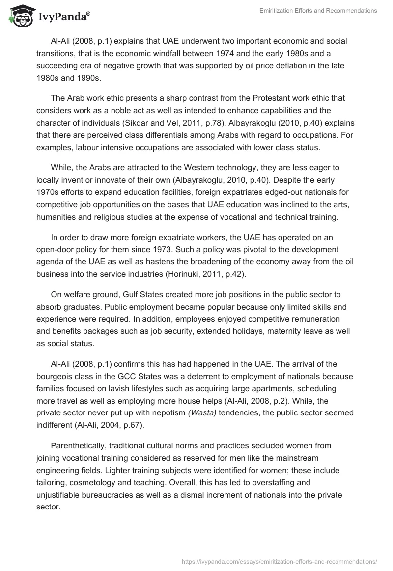 Emiritization Efforts and Recommendations. Page 2