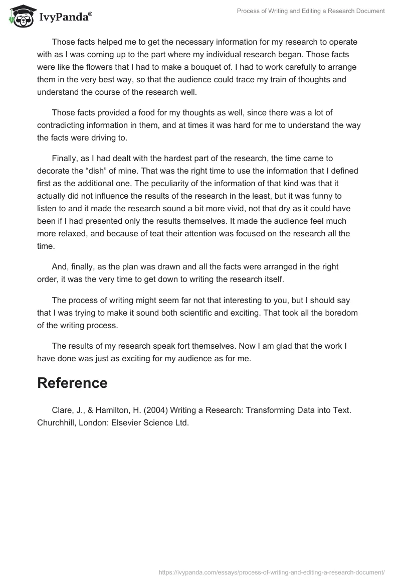 Process of Writing and Editing a Research Document. Page 2