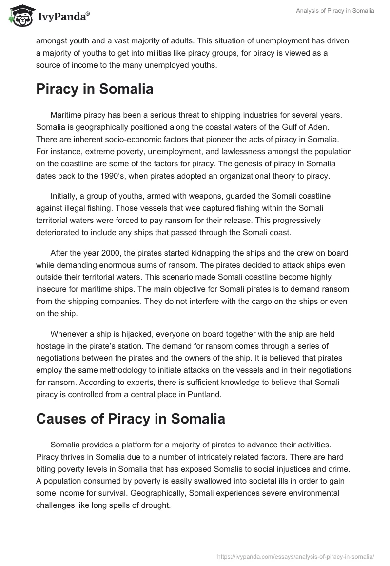 Analysis of Piracy in Somalia. Page 2