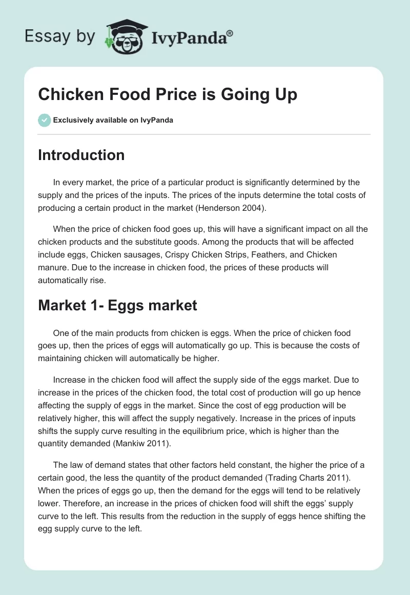 Chicken Food Price is Going Up. Page 1