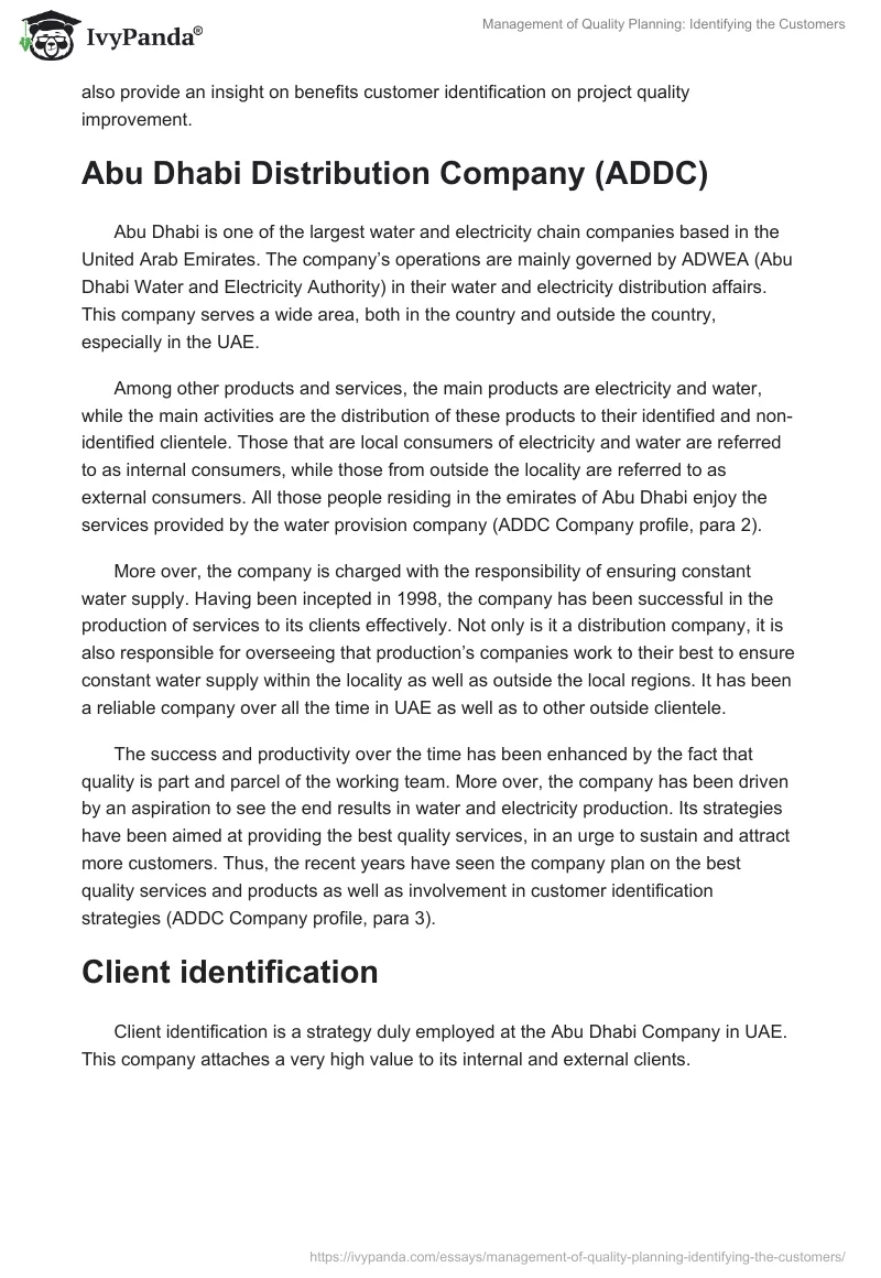 Management of Quality Planning: Identifying the Customers. Page 2