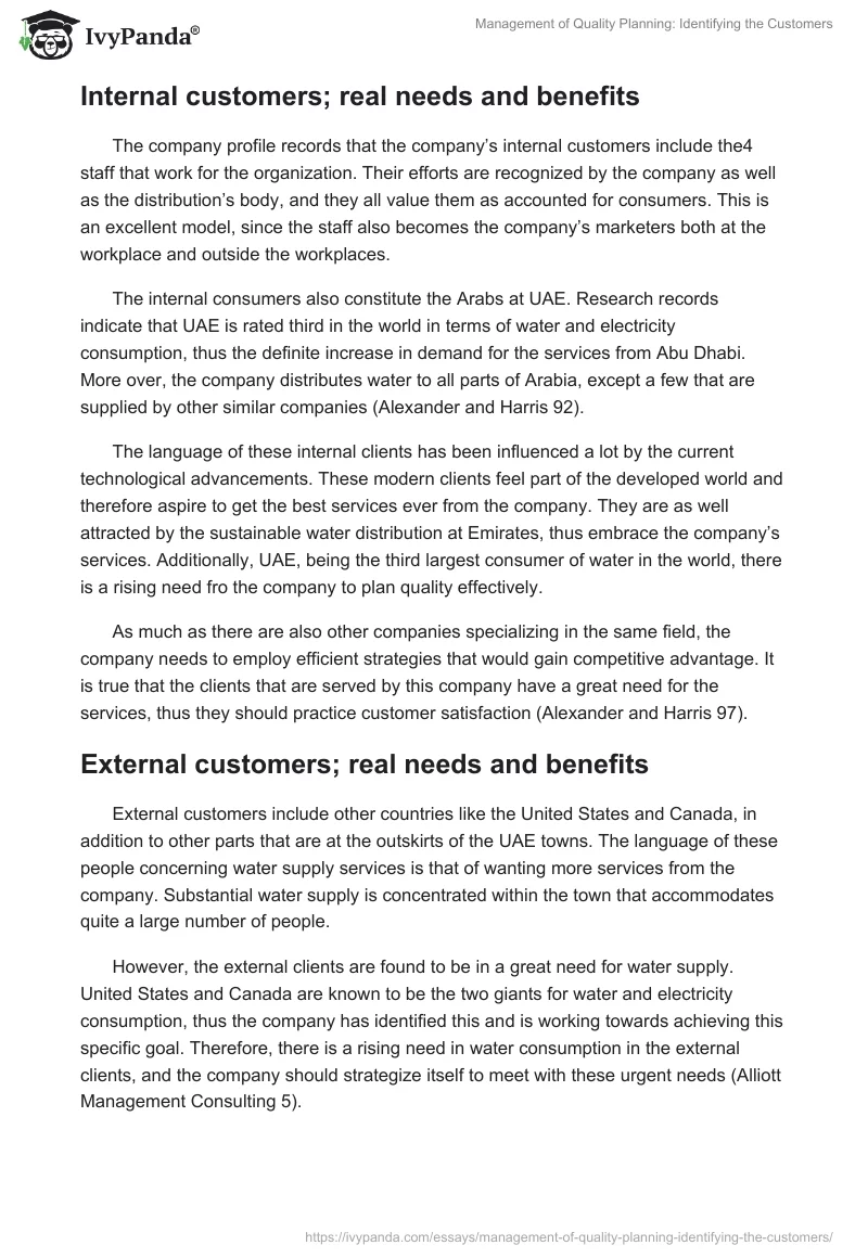 Management of Quality Planning: Identifying the Customers. Page 3