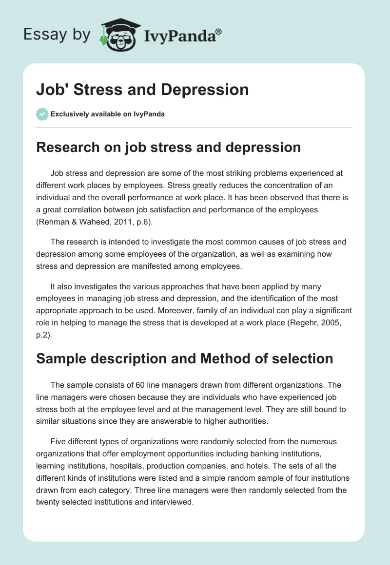 Job' Stress and Depression. Page 1