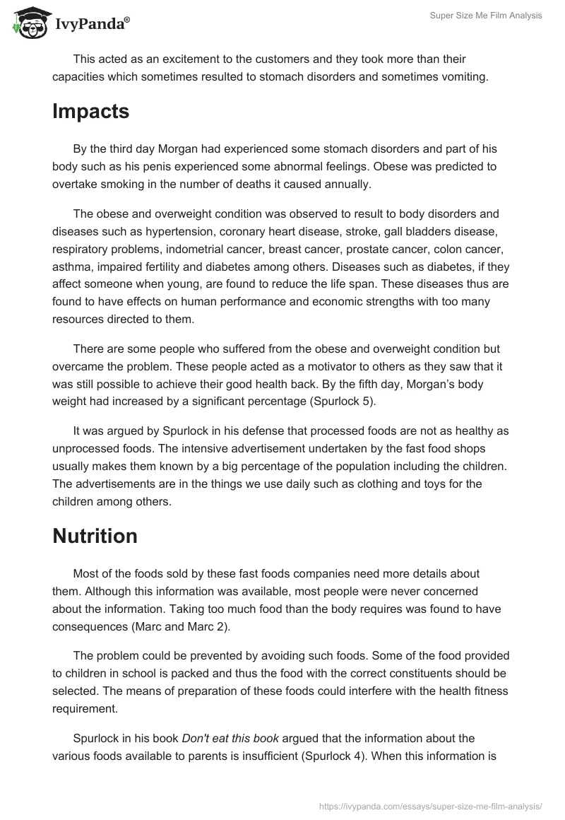 Super Size Me Film Analysis. Page 3