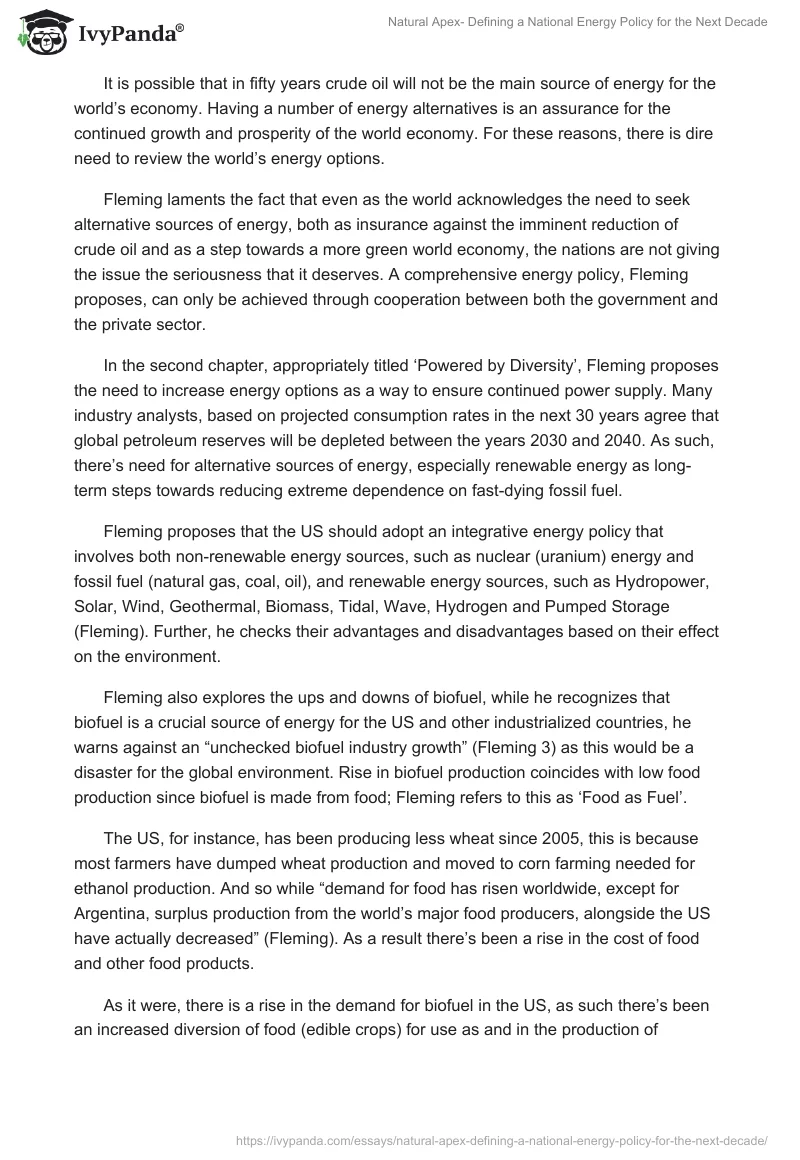 Natural Apex- Defining a National Energy Policy for the Next Decade. Page 3