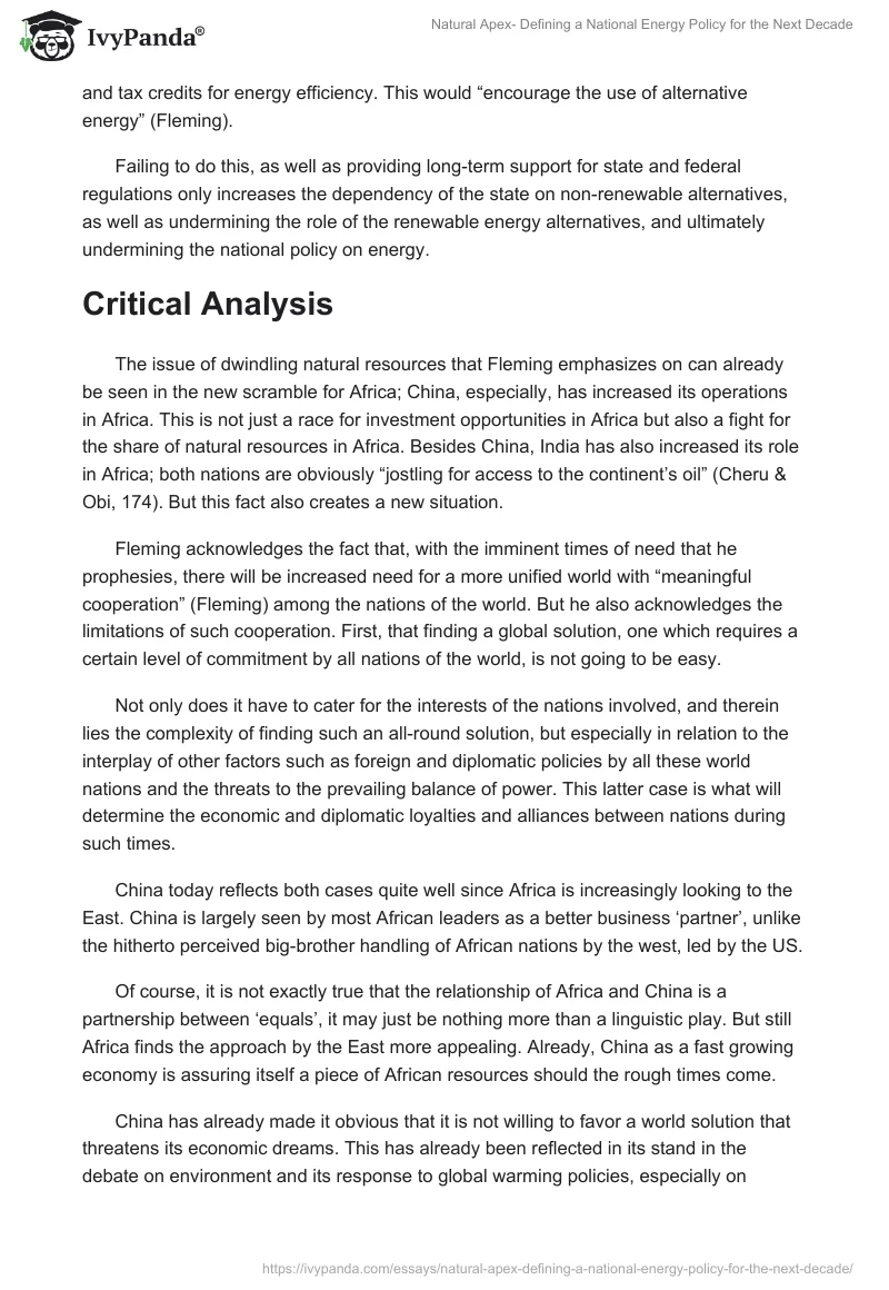 Natural Apex- Defining a National Energy Policy for the Next Decade. Page 5
