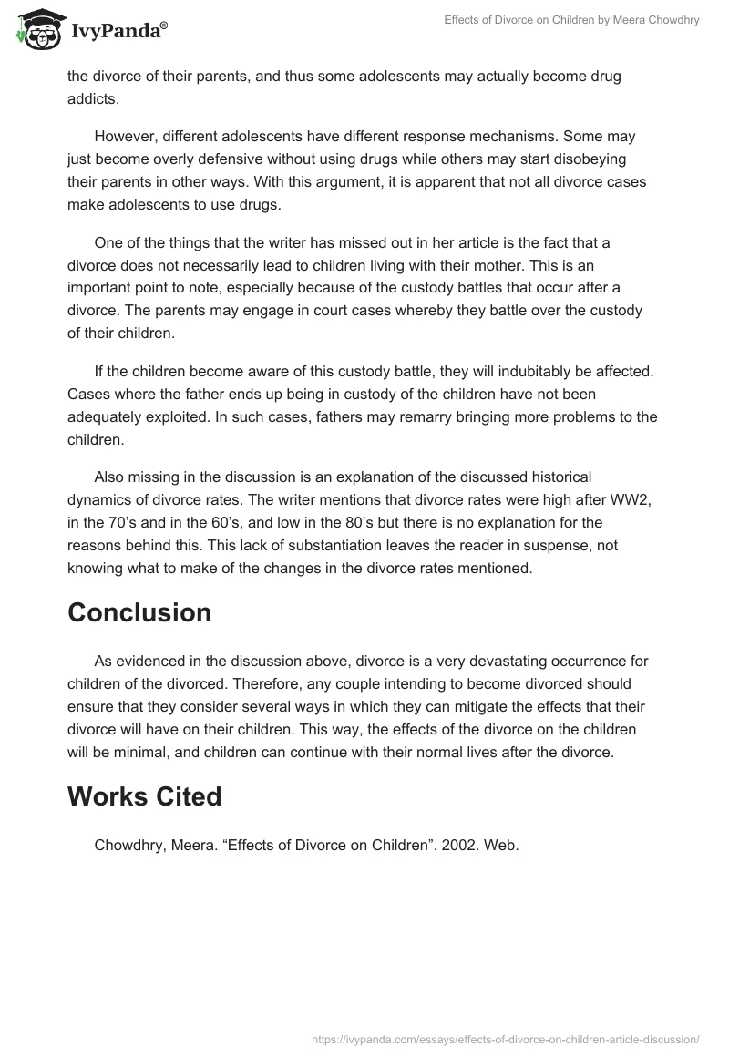 "Effects of Divorce on Children" by Meera Chowdhry. Page 2