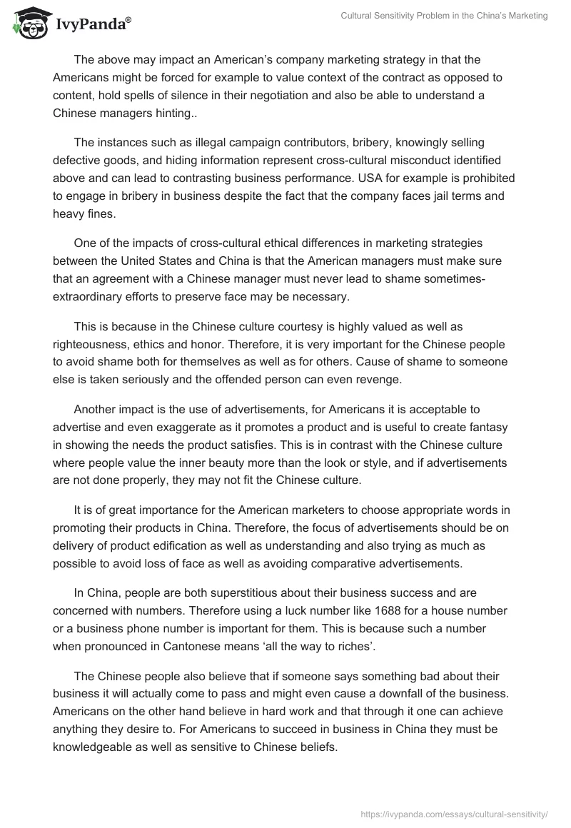 Cultural Sensitivity Problem in the China’s Marketing. Page 2