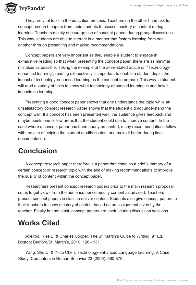 Concept Research Paper Design and Role. Page 4