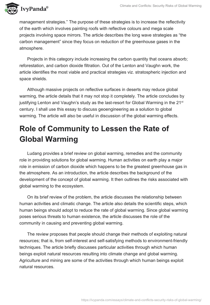 Climate and Conflicts: Security Risks of Global Warming. Page 3