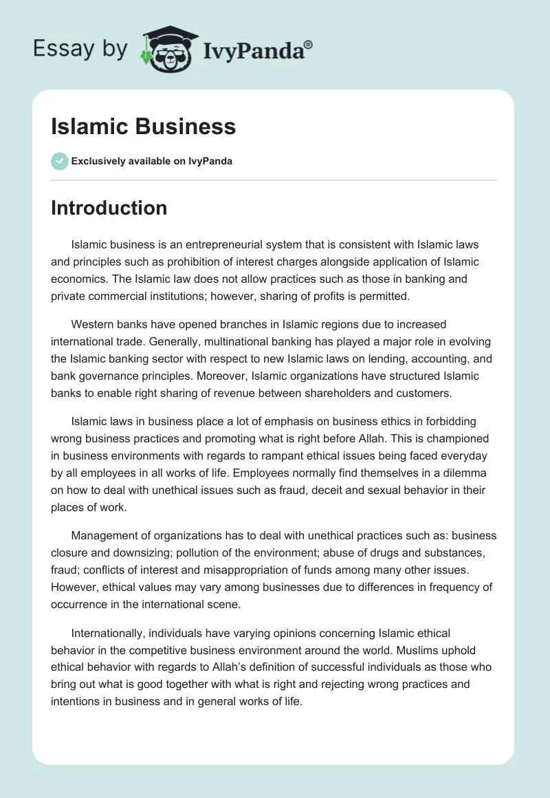 Islamic Business. Page 1
