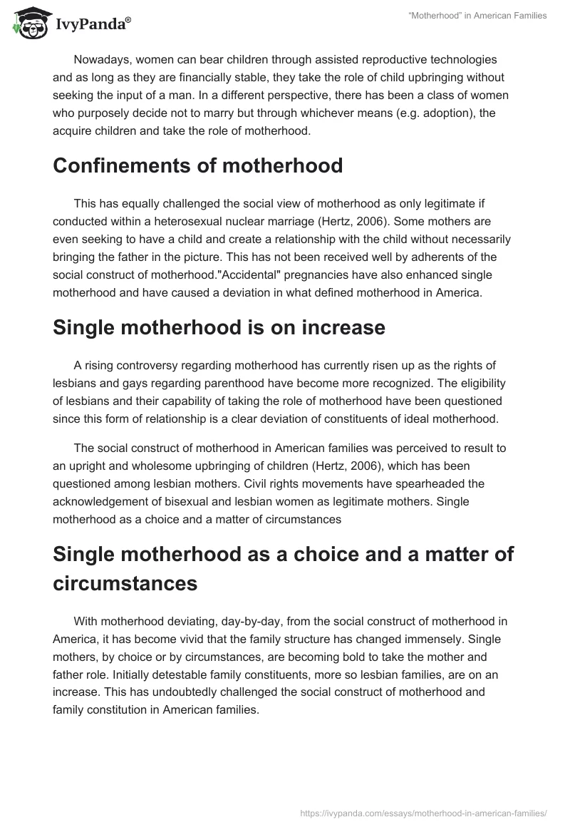 “Motherhood” in American Families. Page 2