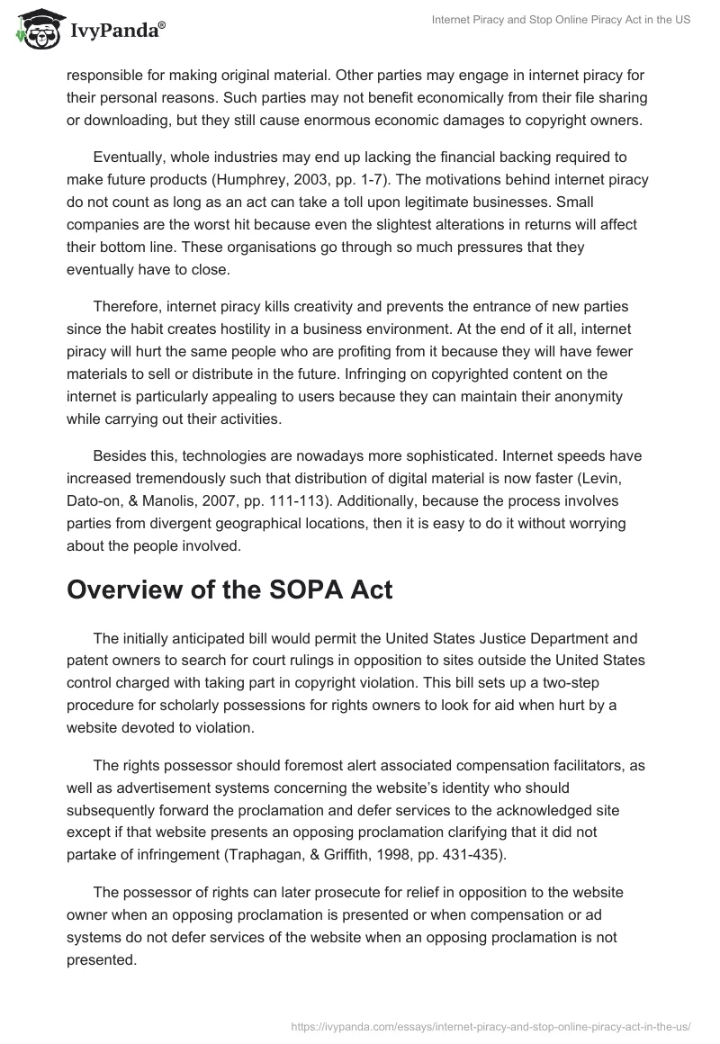 Internet Piracy and Stop Online Piracy Act in the US. Page 2