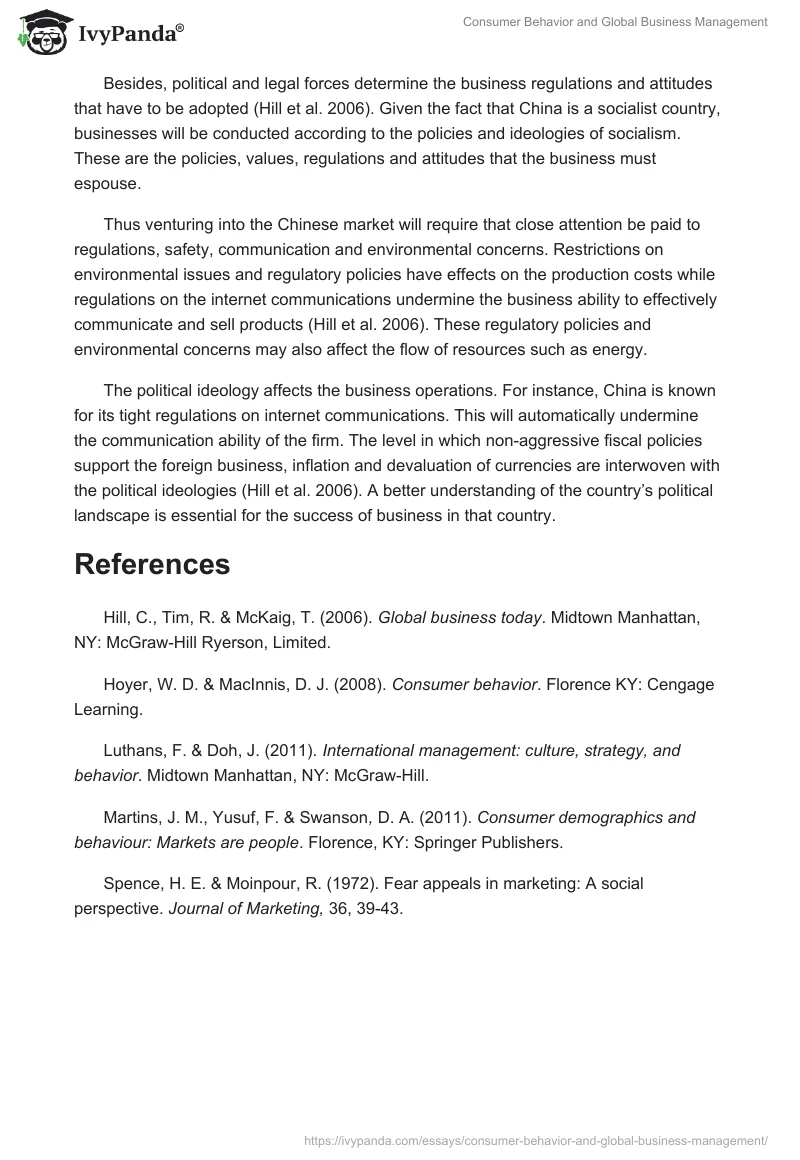 Consumer Behavior and Global Business Management. Page 4