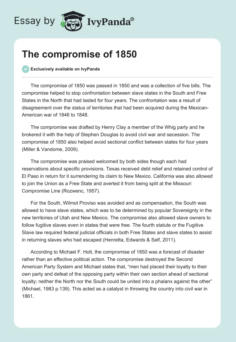 The compromise of 1850. Page 1