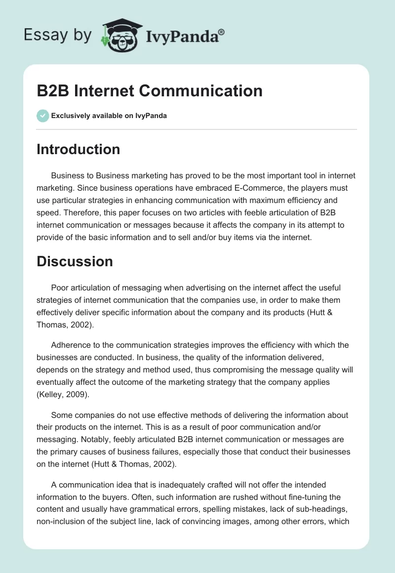 B2B Internet Communication. Page 1