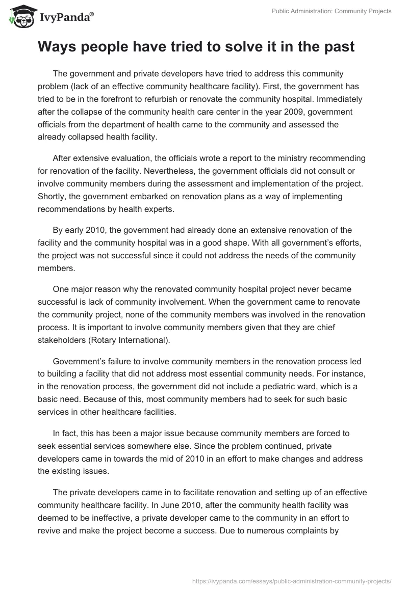 Public Administration: Community Projects. Page 2