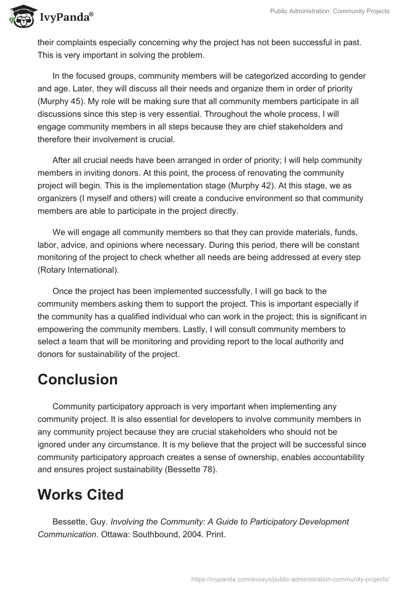 Public Administration: Community Projects. Page 4