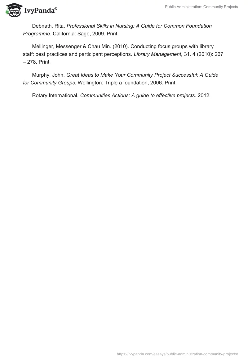 Public Administration: Community Projects. Page 5