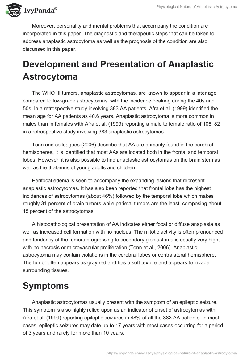 Physiological Nature of Anaplastic Astrocytoma. Page 2