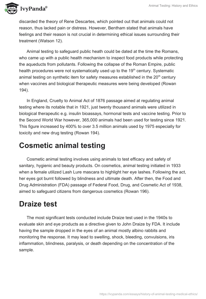 Animal Testing: History and Ethics. Page 2