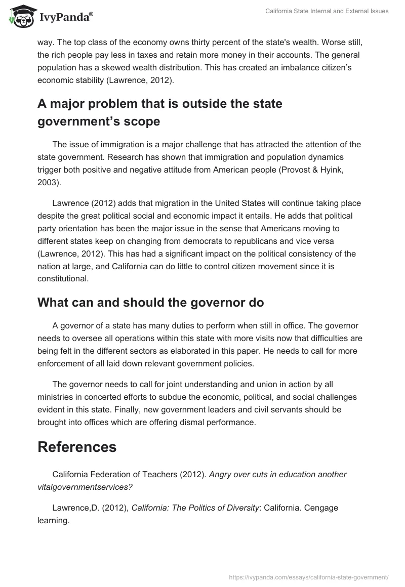 California State Internal and External Issues. Page 4