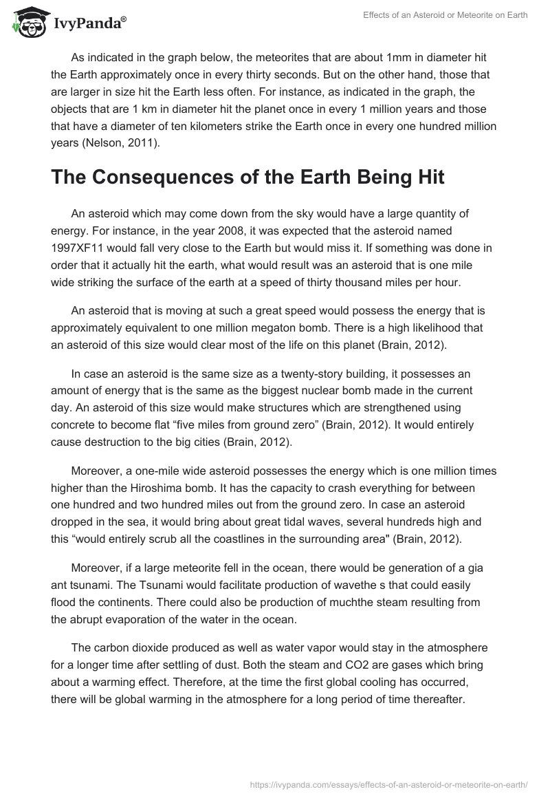 Effects of an Asteroid or Meteorite on Earth. Page 2