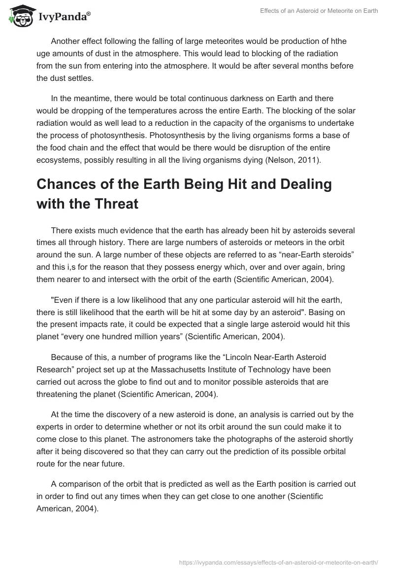 Effects of an Asteroid or Meteorite on Earth. Page 3