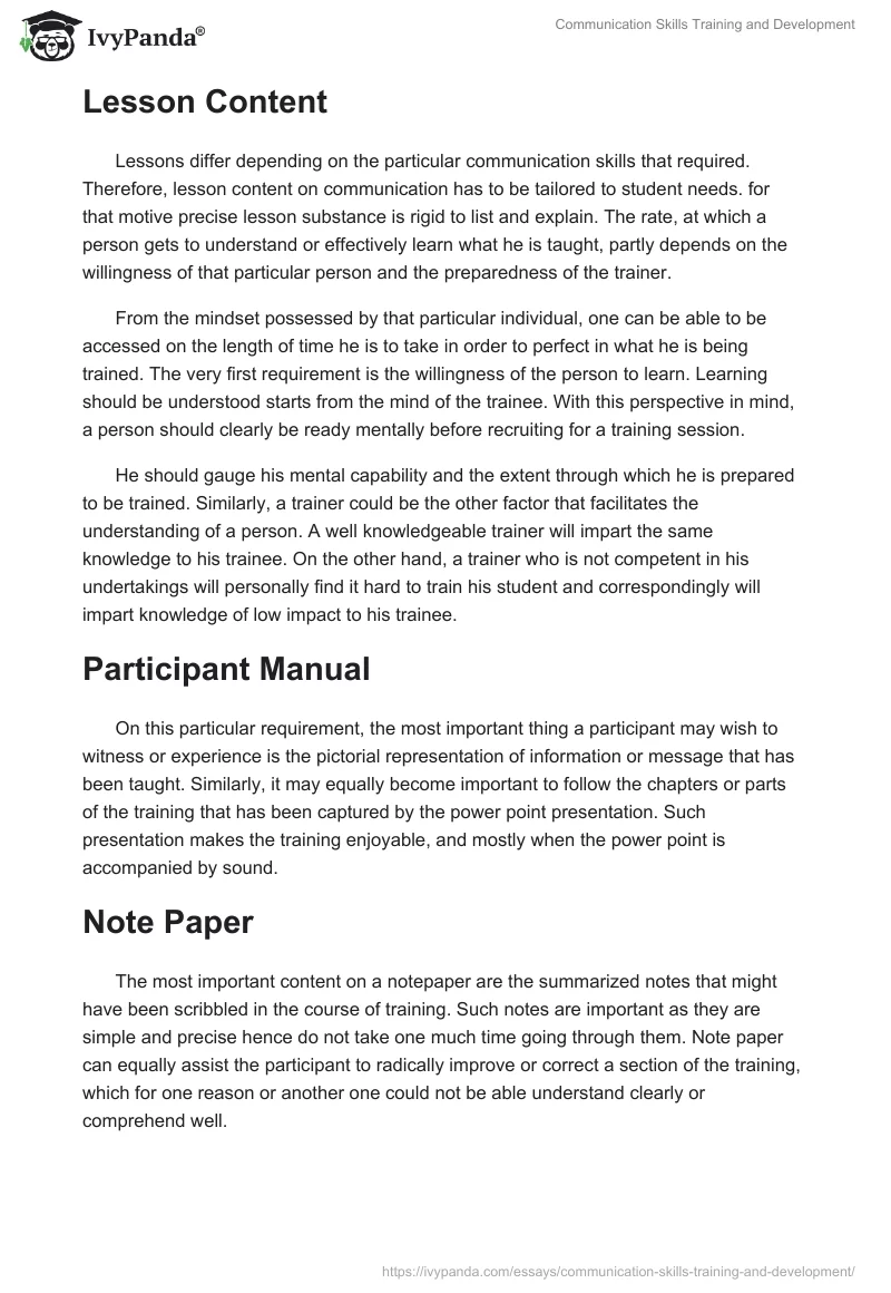 Communication Skills Training and Development. Page 5