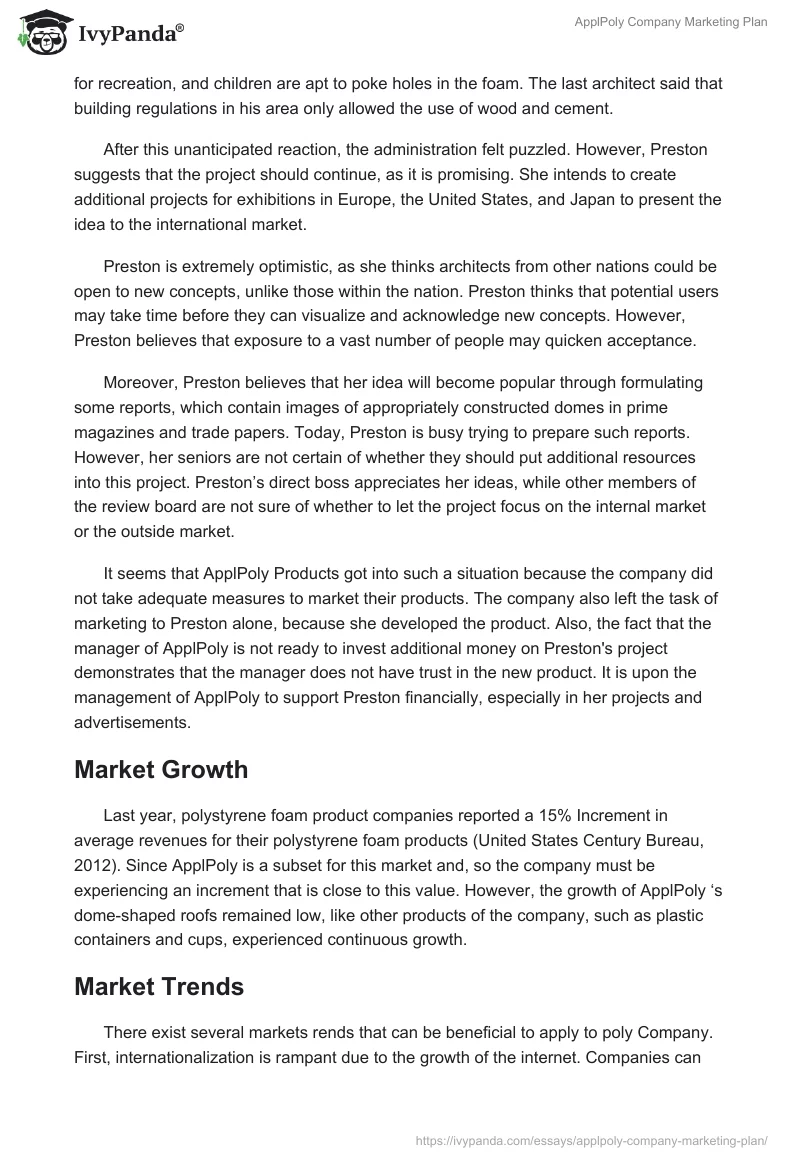 ApplPoly Company Marketing Plan. Page 3