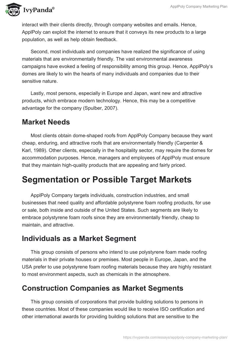 ApplPoly Company Marketing Plan. Page 4