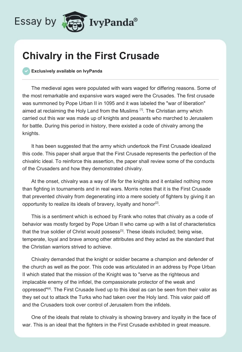 Chivalry in the First Crusade. Page 1