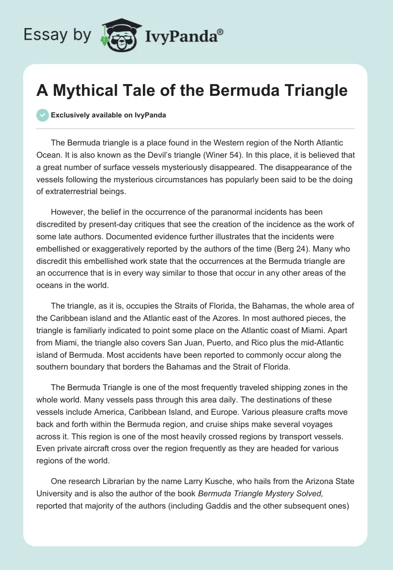 A "Mythical" Tale of the Bermuda Triangle. Page 1