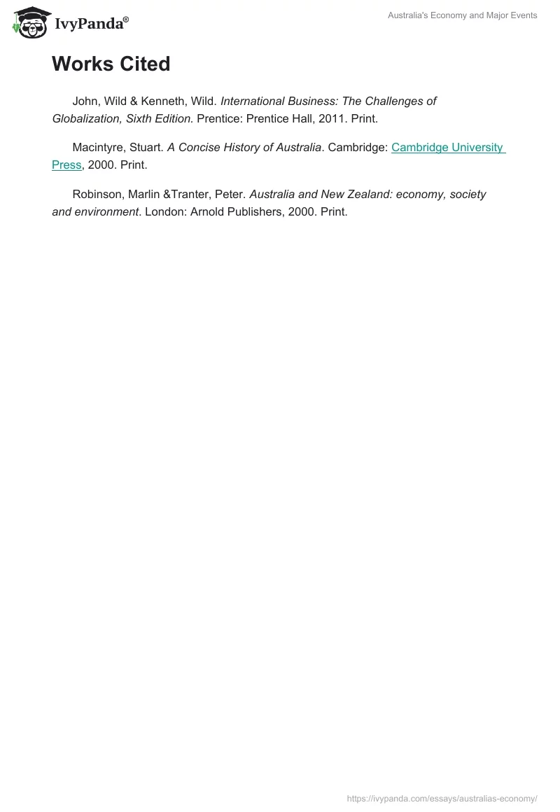Australia's Economy and Major Events. Page 3