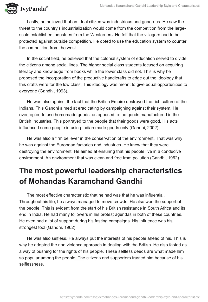 Mohandas Karamchand Gandhi Leadership Style and Characteristics. Page 3