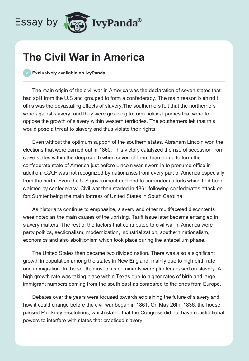 The Civil War in America. Page 1