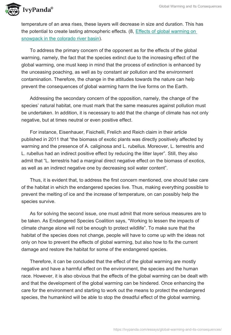 Global Warming and Its Consequences. Page 2