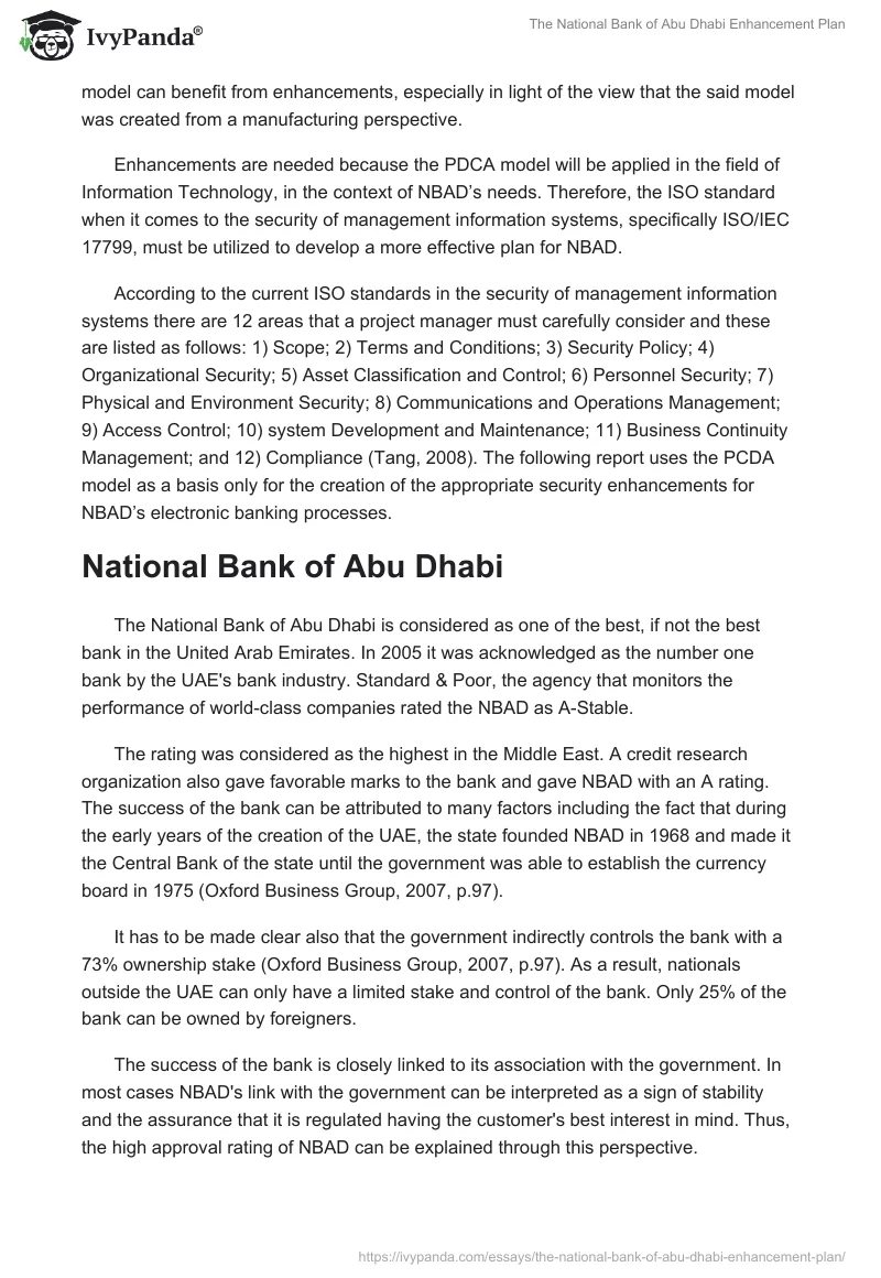 The National Bank of Abu Dhabi Enhancement Plan. Page 3