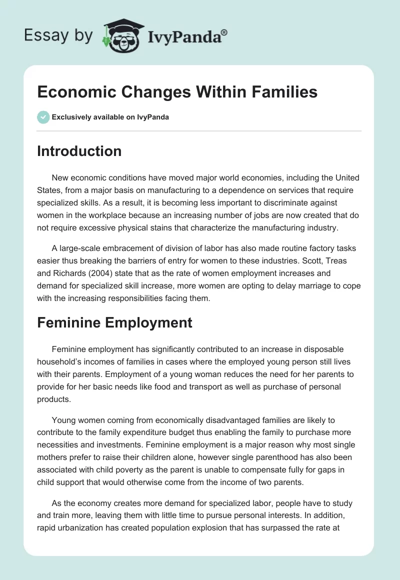Economic Changes Within Families. Page 1