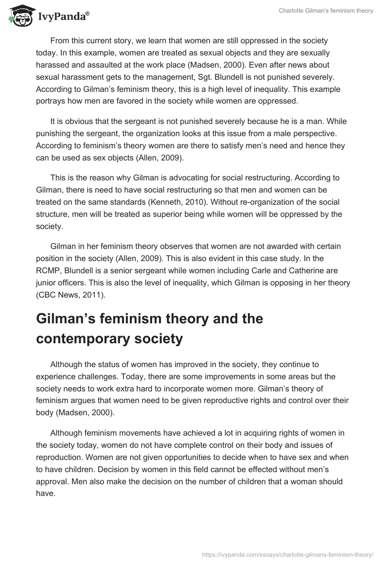 Charlotte Gilman’s feminism theory. Page 4