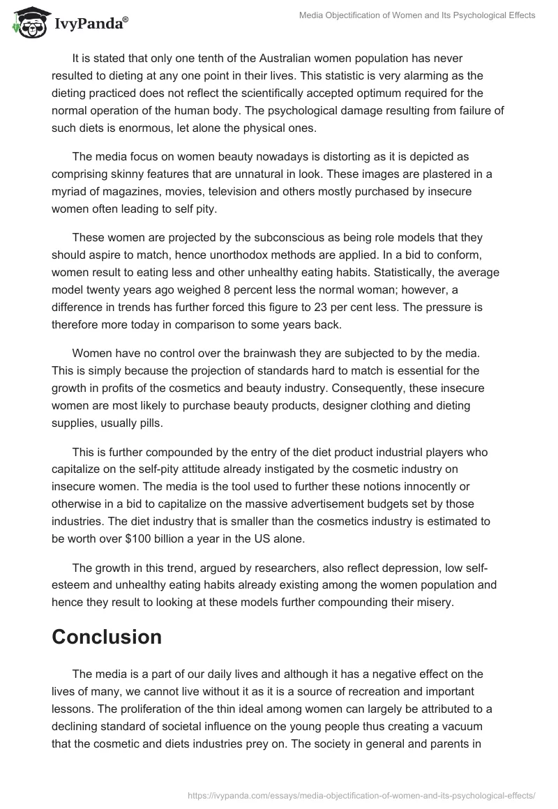 Media Objectification of Women and Its Psychological Effects. Page 4