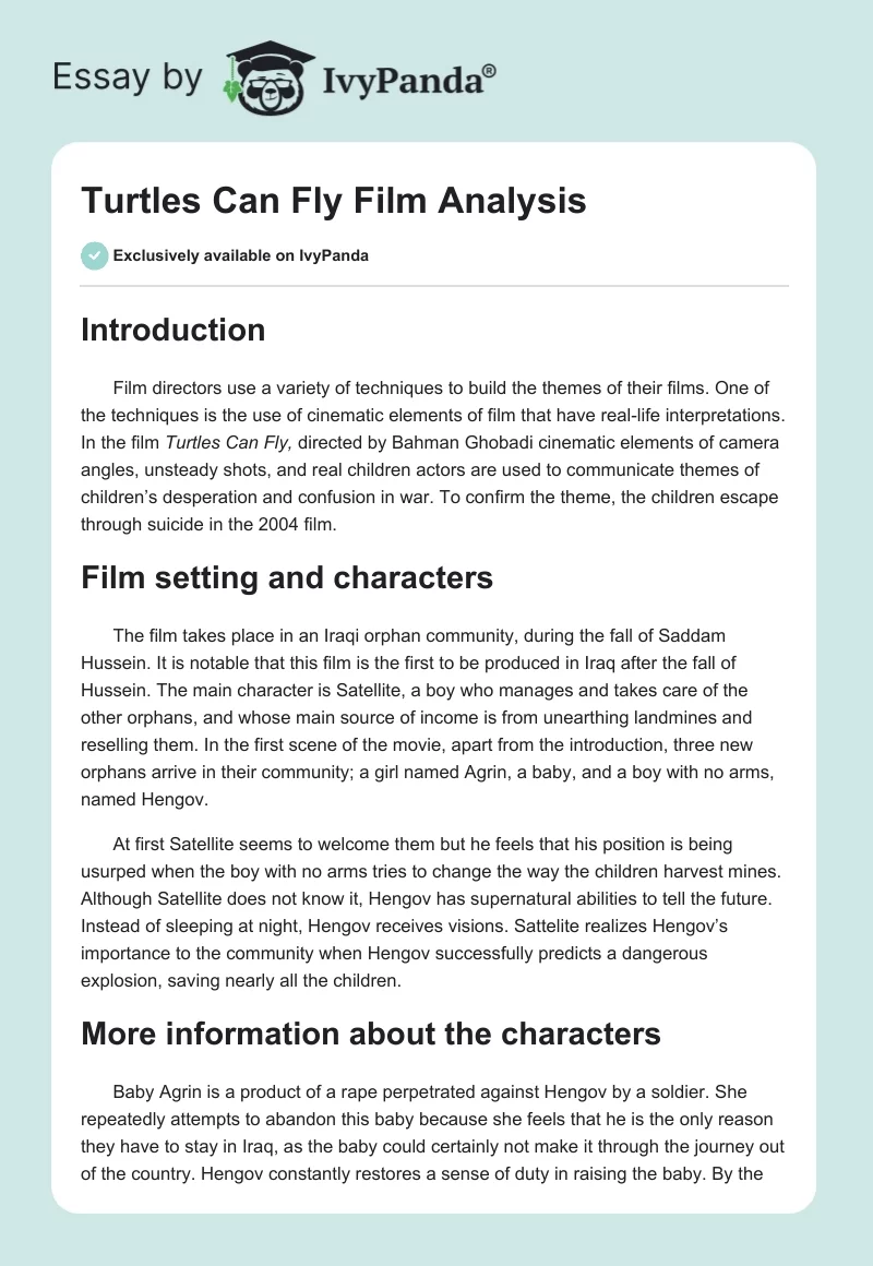 Turtles Can Fly Film Analysis. Page 1