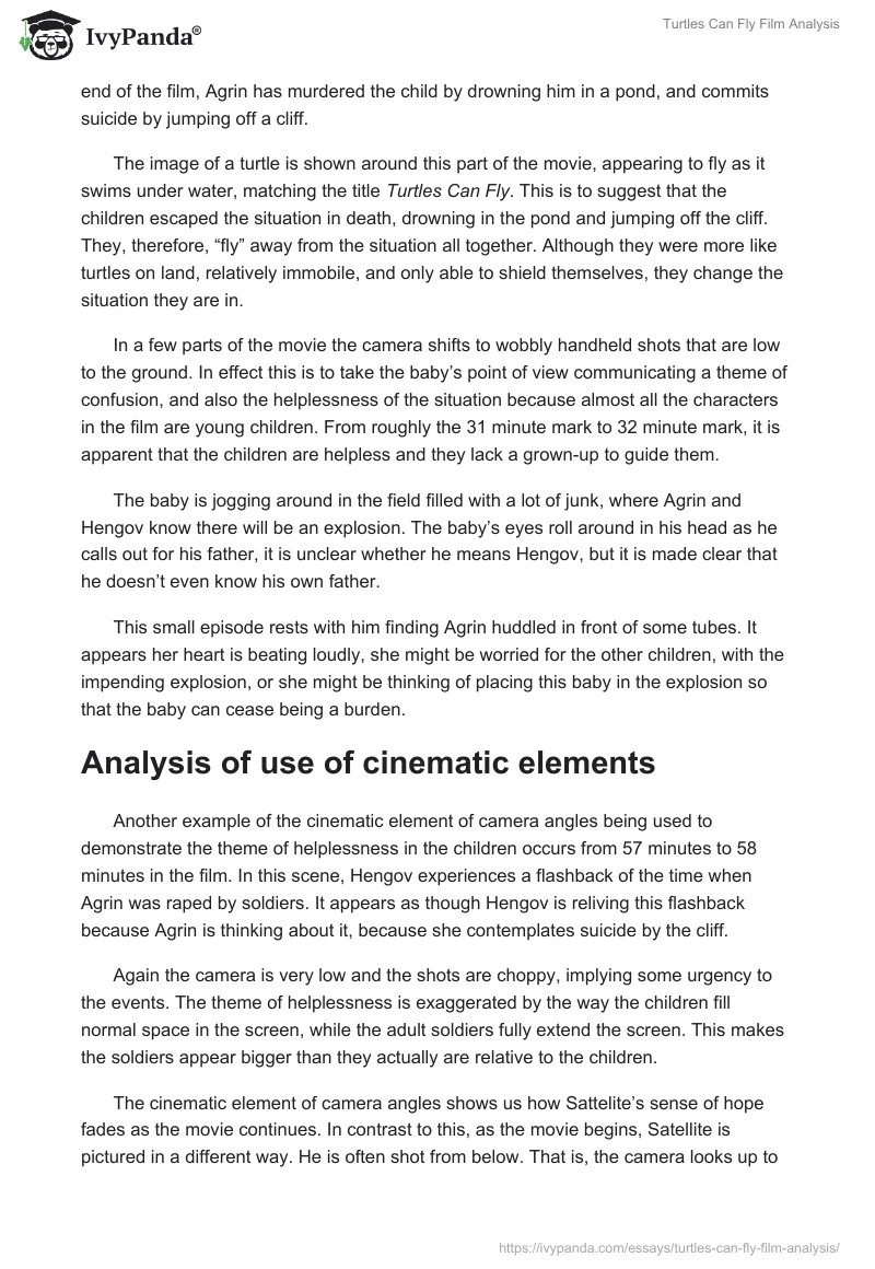 Turtles Can Fly Film Analysis. Page 2