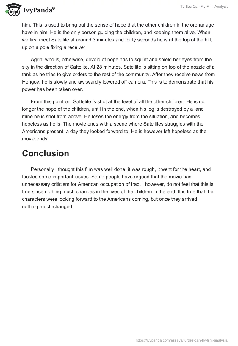 Turtles Can Fly Film Analysis. Page 3