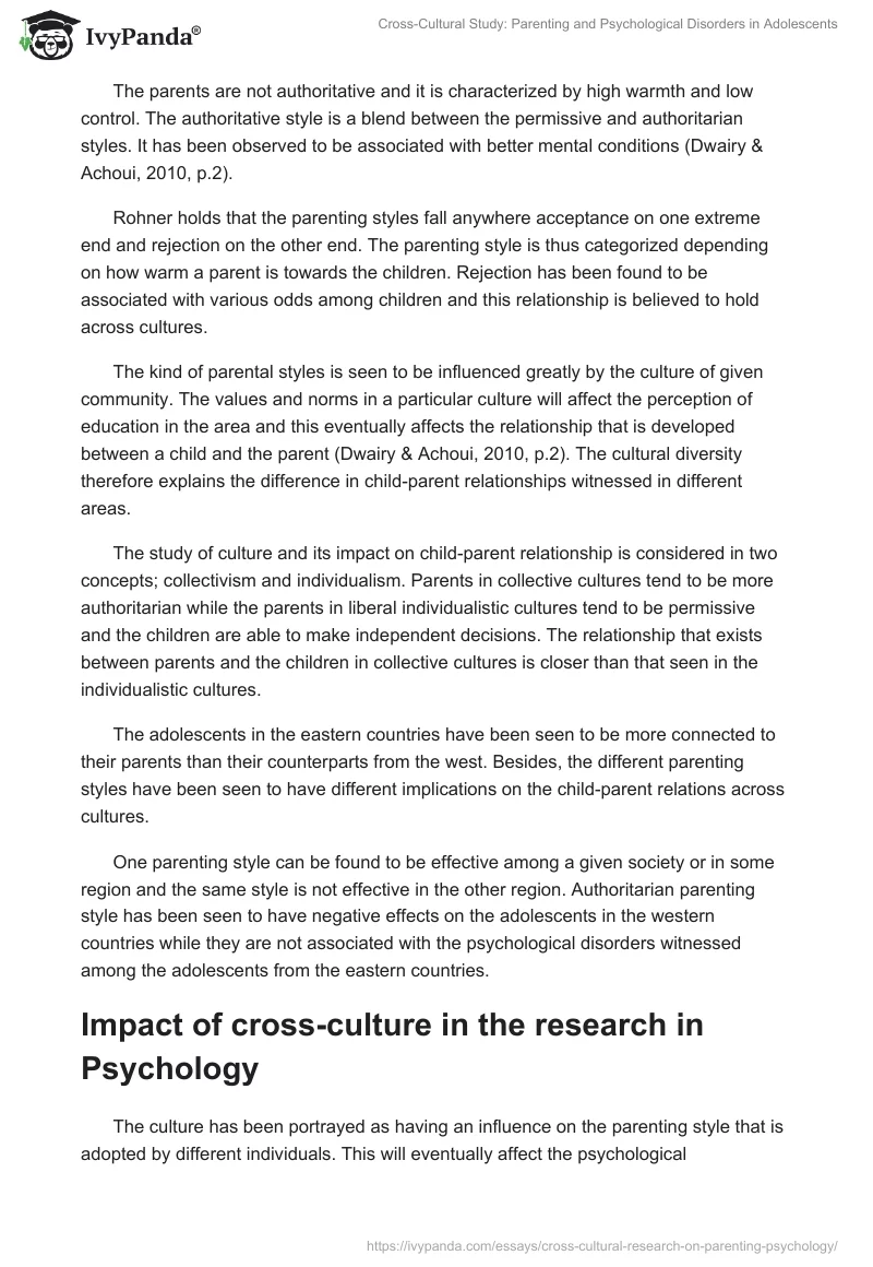 Cross-Cultural Study: Parenting and Psychological Disorders in Adolescents. Page 2