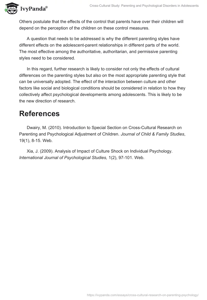 Cross-Cultural Study: Parenting and Psychological Disorders in Adolescents. Page 4