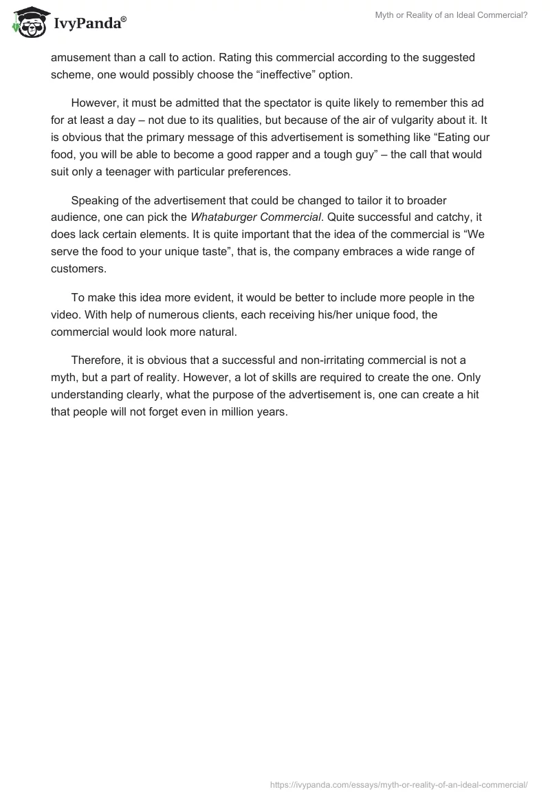 Myth or Reality of an Ideal Commercial?. Page 2
