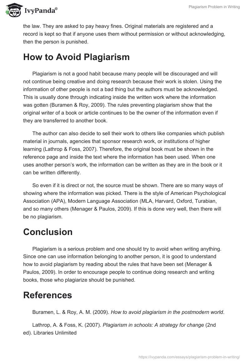 Plagiarism Problem in Writing. Page 2